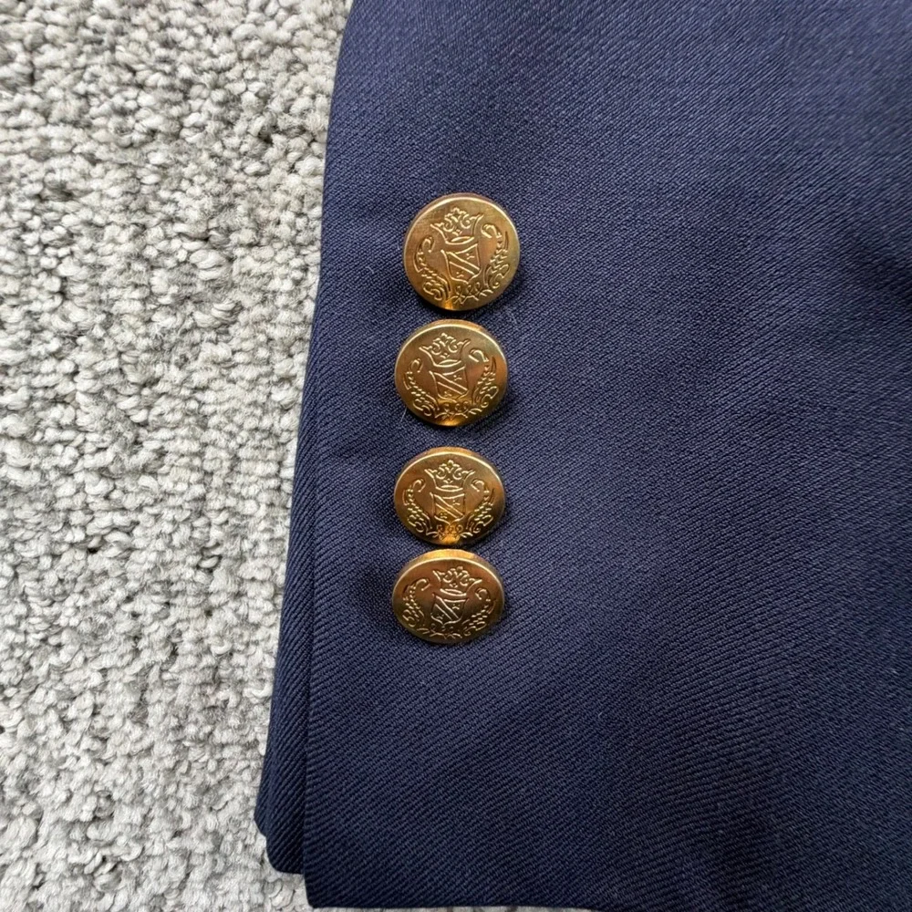 Jos A Bank Blazer Mens 41R Navy Blue Wool Signature Tailored Fit Gold Buttons